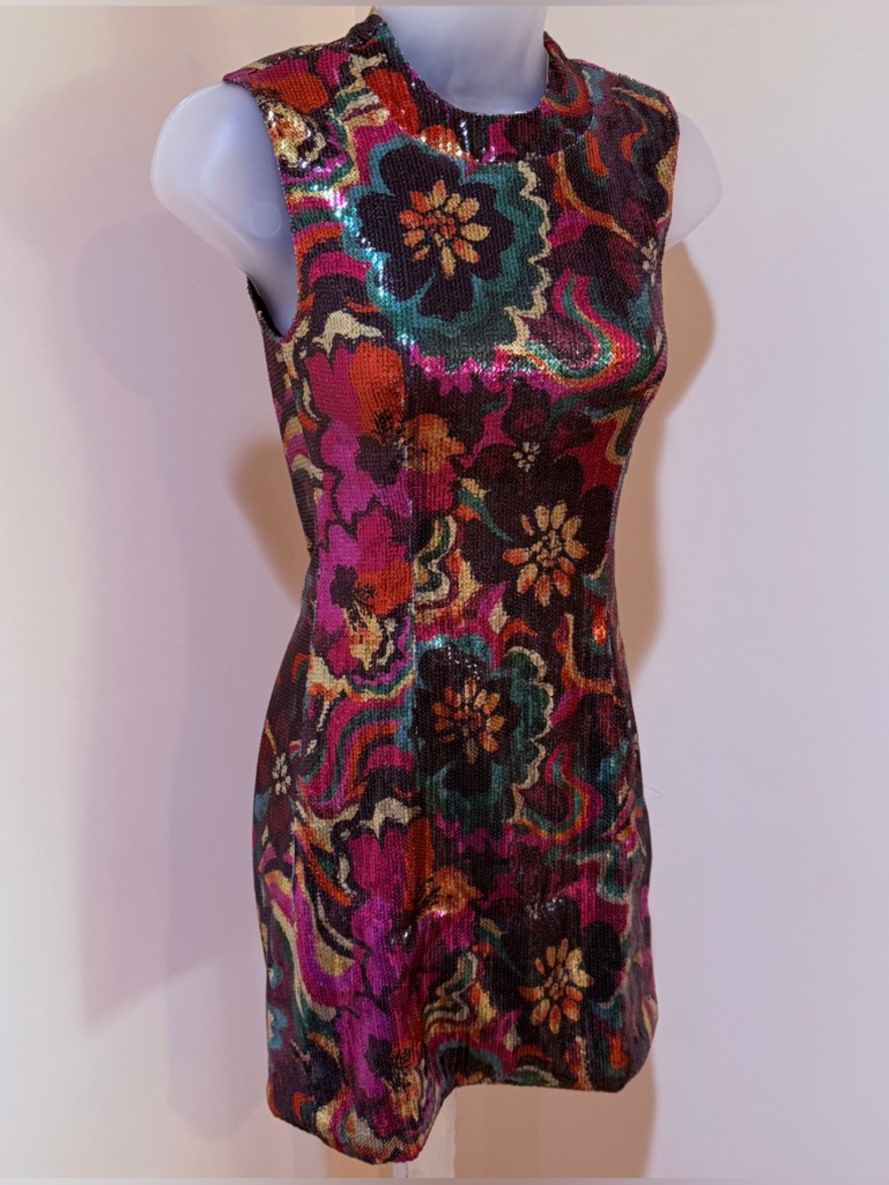 NEW MISA LOS ANGELES NAKIA FLORA GROOVE SEQUIN MINI DRESS SIZE XXS